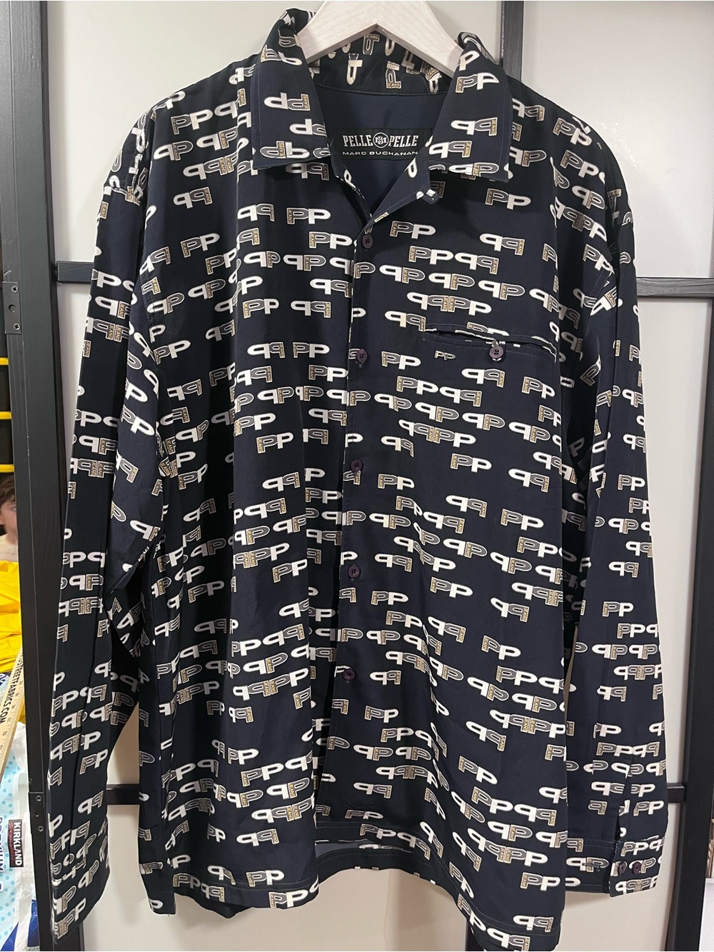 Vintage Pelle Pelle Marc Buchanan Monogram All Over Print Shirt XL 90s Y2K